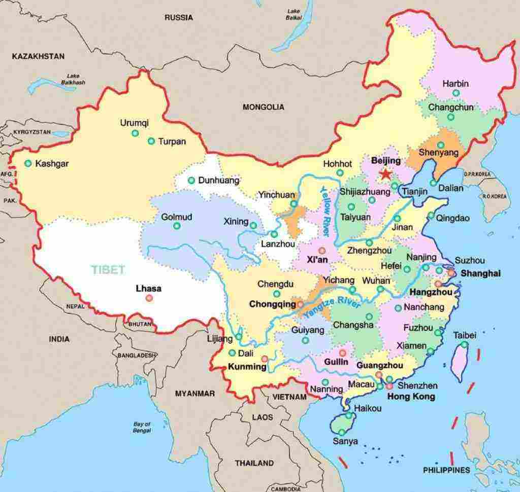 خريطة الصين وموقعها الجغرافي زيادة