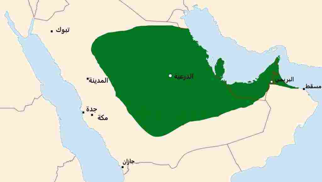 خريطة الدولة السعودية الاولى