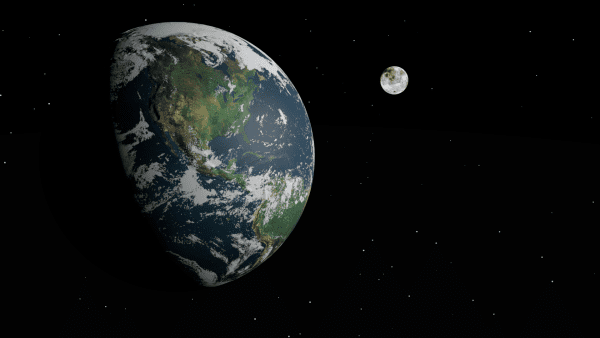 حجم القمر بالنسبة للأرض