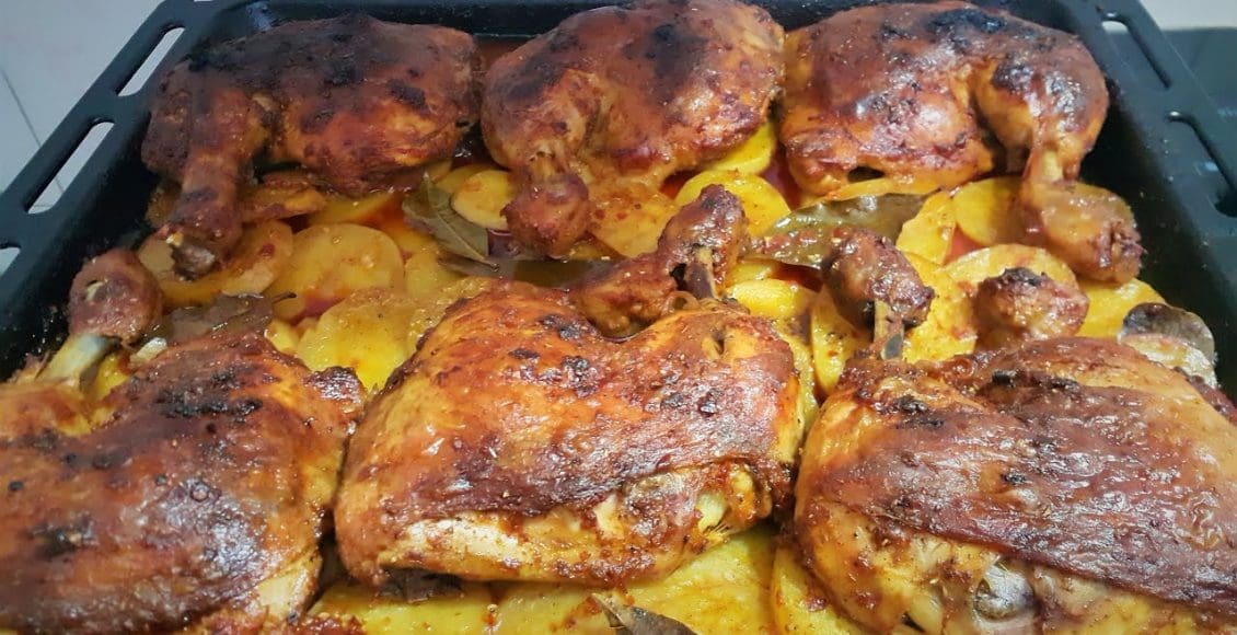 دجاج وبطاطا بالفرن على الطريقة اللبنانية
