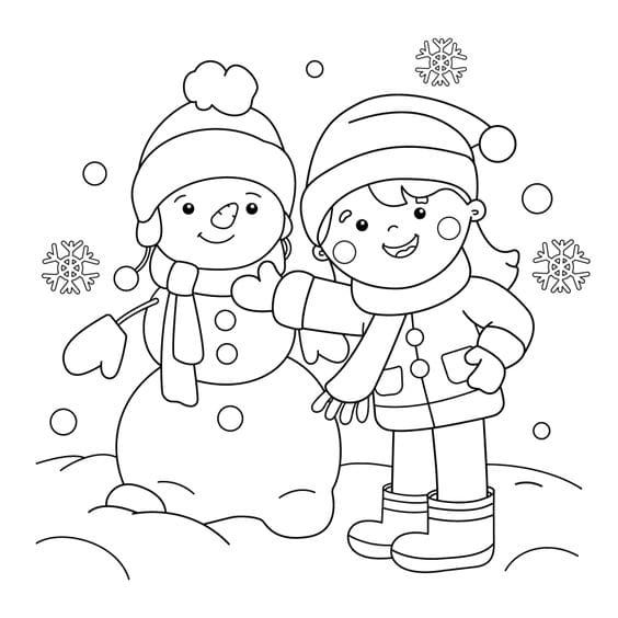رسم مظاهر فصل الشتاء للأطفال